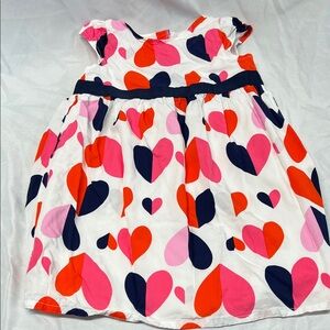Gymboree Colorful Heart Dress Short Sleeve Lined With Bow Size 2T